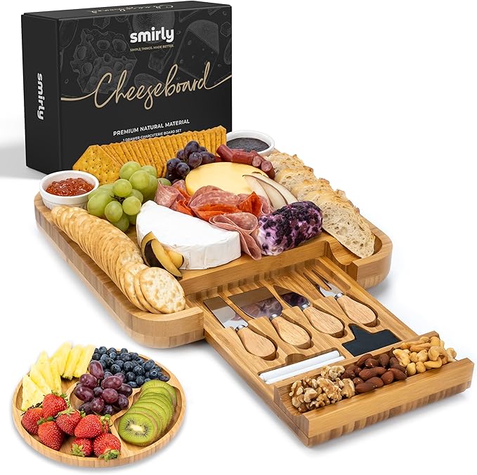 Set de Tabla de Charcuteria SMIRLY Tabla de Queso de Bambu Grande