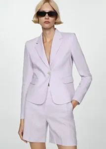 Cropped Linen Suit Blazer Neutral Colors