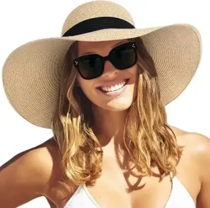 FURTALK Sombrero de paja para mujer ala ancha 1