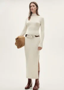 Vestido Largo de Punto de Lana con Cuello Perkins 1