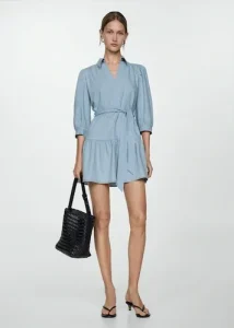 Vestido de Linea A Corto Cuello Polo con Lazo