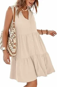 Vestido de verano de lino sin mangas para mujer