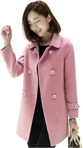 Pink Blazer Outfit: Ideas de Cómo Llevarlo Según Tu Estilo 10 Abrigo de lana de doble botonadura de IDEALSANXUN. Con un diseno clasico y una mezcla de lana es la prenda perfecta para llevar sobre un pink blazer y crear un look elegante