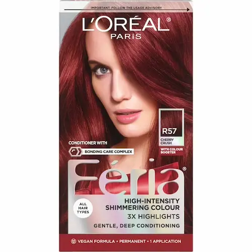 LOreal Paris Feria Color de Cabello Permanente Brillante R57 Cherry Crush 1 Kit