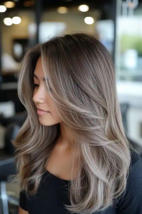 Mujer con cabello color ceniza