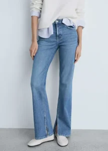 Pantalones de Denim Jeans con Abertura en el Bajo