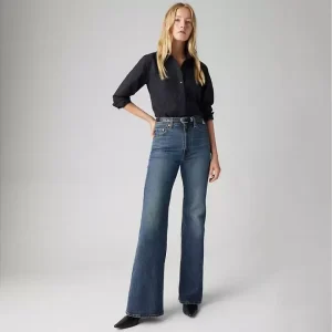 Pantalones de Denim Jeans con Tiro Ultra Alto y Campana