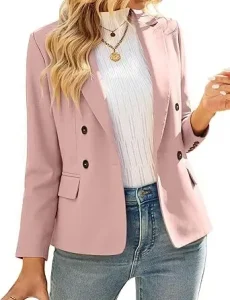 Pink Blazer Outfit: Ideas de Cómo Llevarlo Según Tu Estilo 17 luvamia Blazers para mujer de negocios casual de doble botonadura