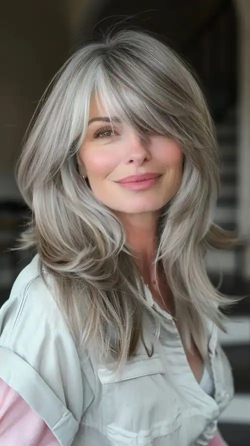 mujer con cabello gris