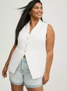 Chaleco sastre con silueta de peplum y cuello de solapa