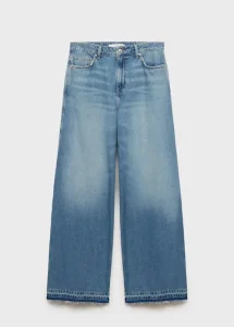 Jeans de algodon estilo denim con diseno de pierna ancha y tiro alto