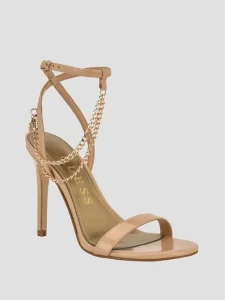 Tacones de piel sintetica con diseno de tiras y cadena