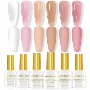 Artdone Juego de esmaltes de unas de gel traslucido gelatina UV 6 colores