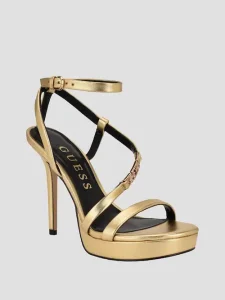 Los mejores zapatos de mujer que estilizan hoy 6 Sandalias de tacón stiletto de polipiel con plataforma y punta redonda. Presentan diseño de tiras y logo G con diamantes de imitación